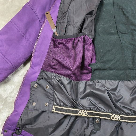 686 Snowboard Jacket Women Medium infiDRY Breathable Waterproof Paisley Fur - Picture 12 of 16